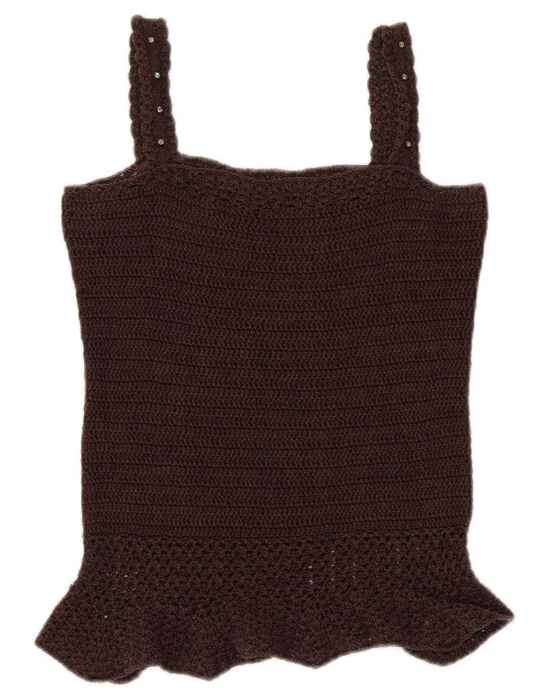Max & Co. Haut court en crochet pour femme UK 12 Marron moyen