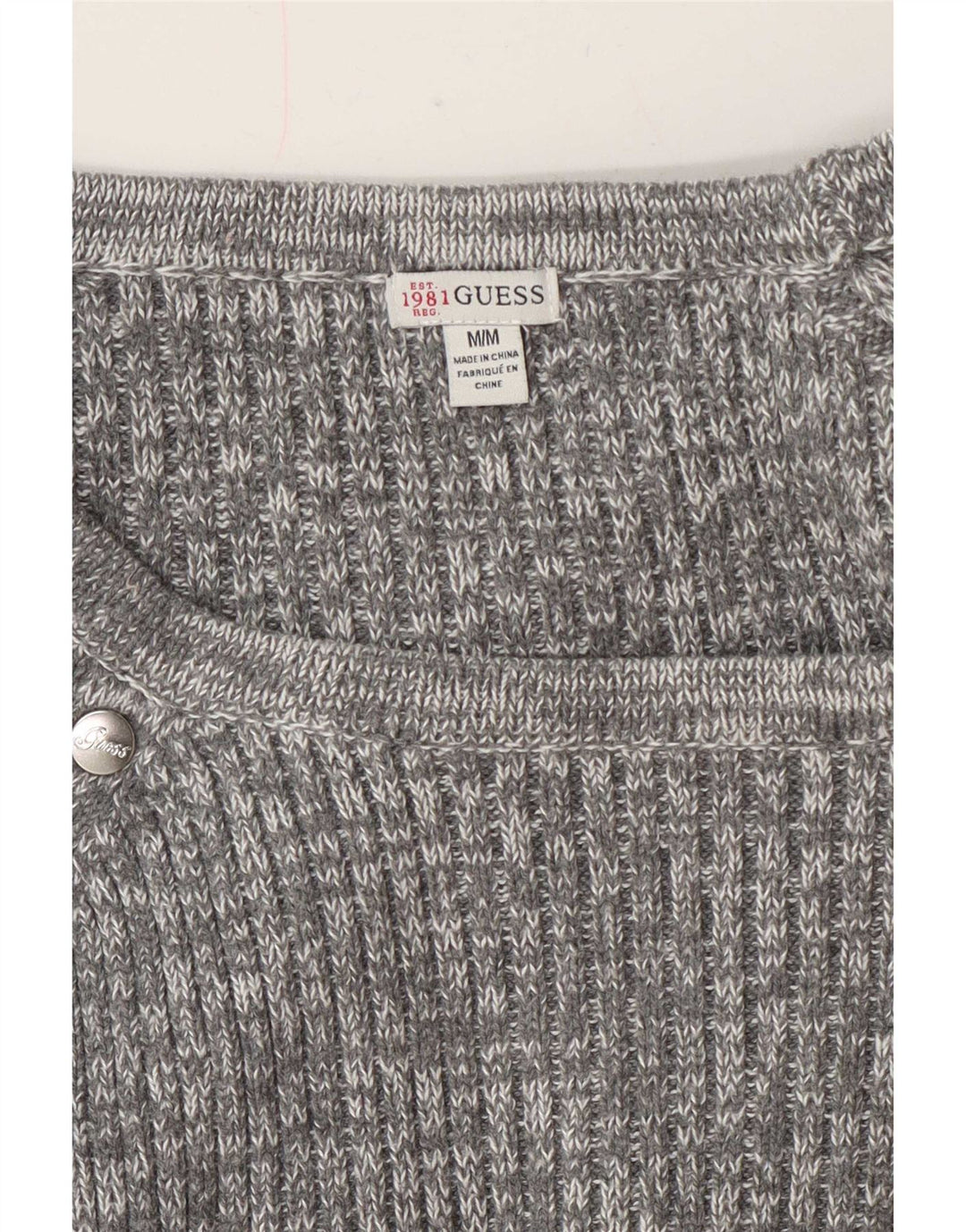 Guess Pull col bateau pour femme UK 14 Gris moyen moucheté