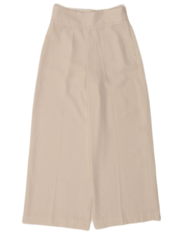 Zara Pantalon décontracté court à jambe large pour femme XS W24 L24 Blanc