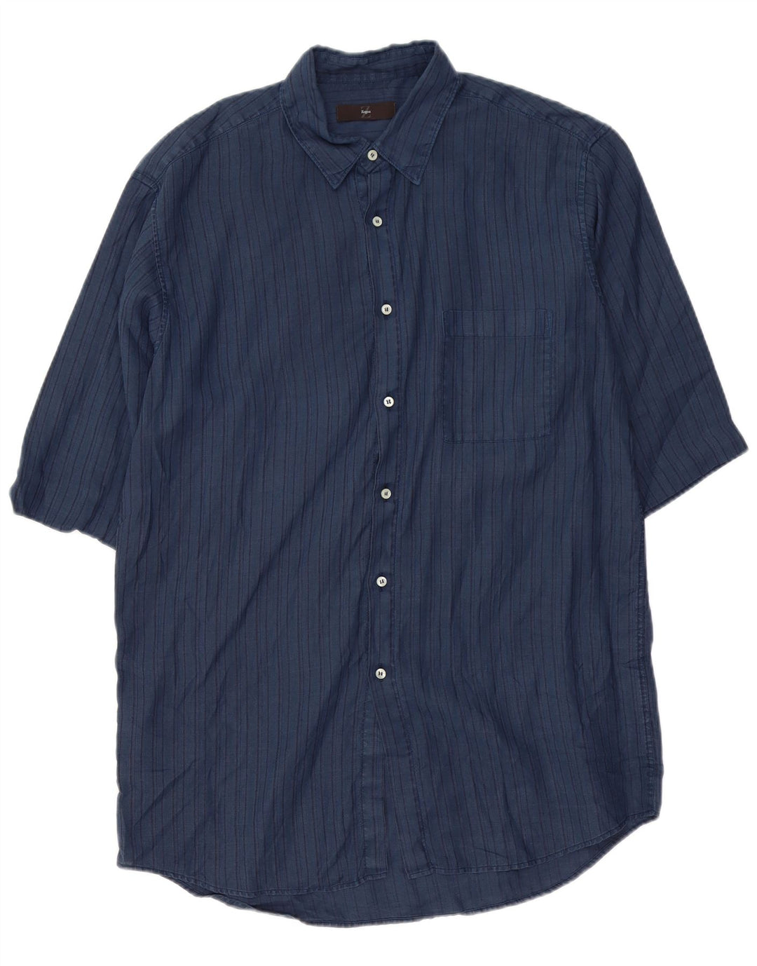 ZEGNA Chemise à manches courtes pour homme Taille 41 Bleu marine moyen rayé