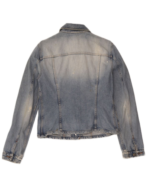Benetton Veste en Jean Femme UK 12 Bleu Moyen Coton
