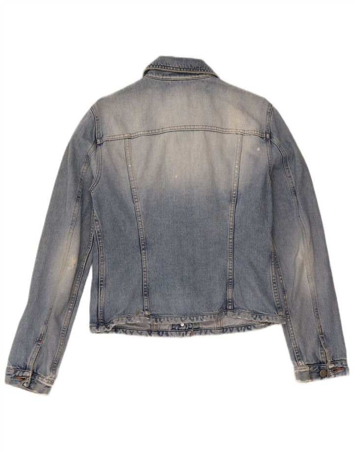 Benetton Veste en Jean Femme UK 12 Bleu Moyen Coton