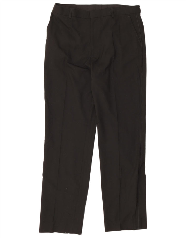 Marks & Spencer Pantalon de Costume Droit Homme W36 L33 Noir Polyester