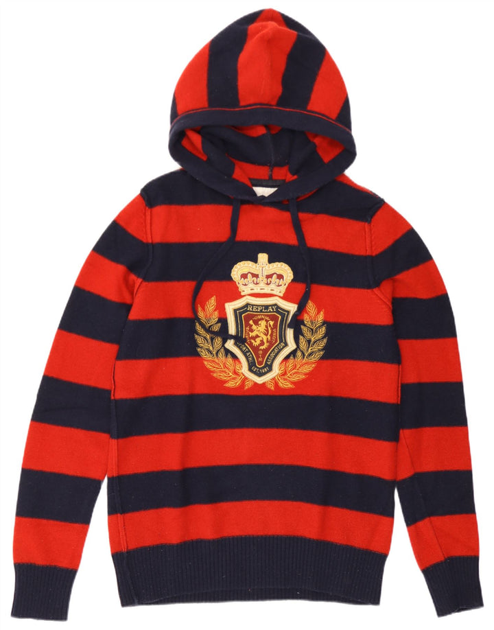 Replay Pull à capuche graphique homme rayé rouge moyen