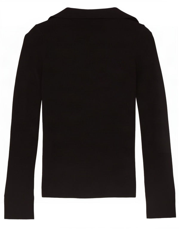 Massimo Dutti Pull Cardigan Femme UK 10 Petite Laine Noire