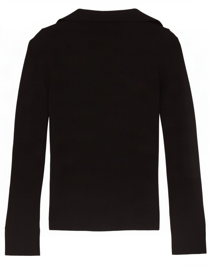 Massimo Dutti Pull Cardigan Femme UK 10 Petite Laine Noire