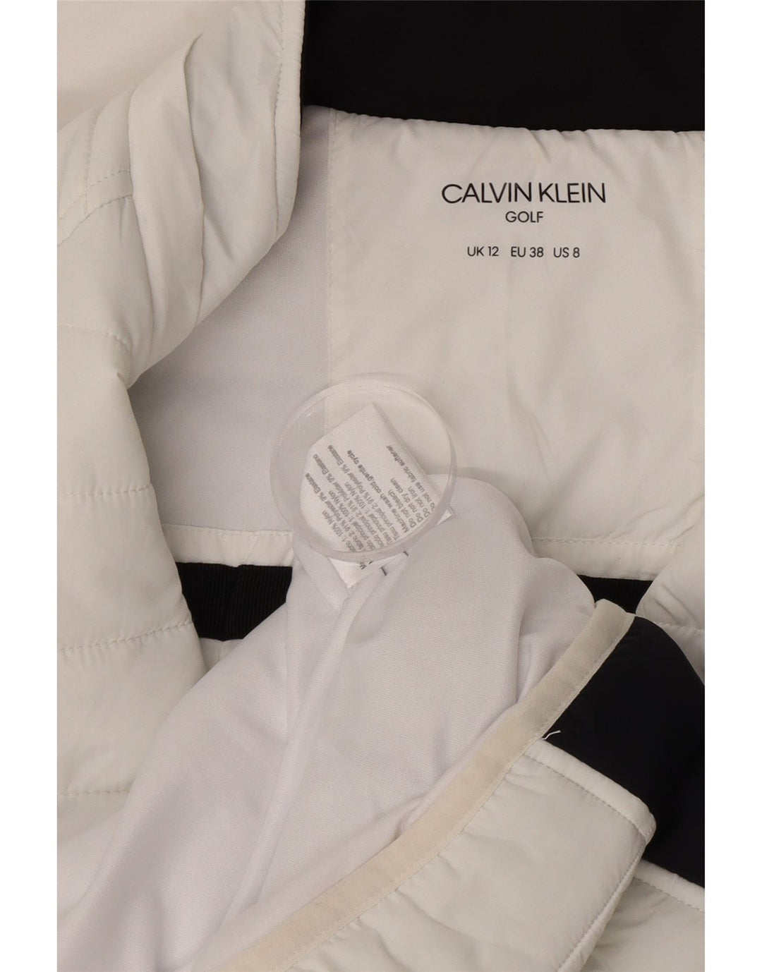 Calvin Klein Veste rembourrée de golf pour femme UK 12 Medium Blanc Colourblock