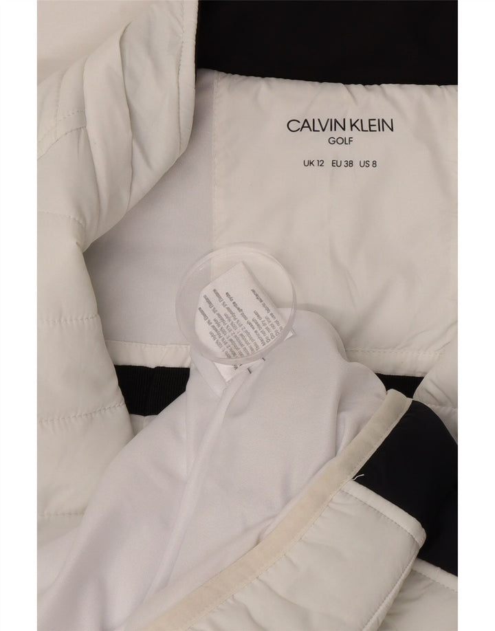 Calvin Klein Veste rembourrée de golf pour femme UK 12 Medium Blanc Colourblock
