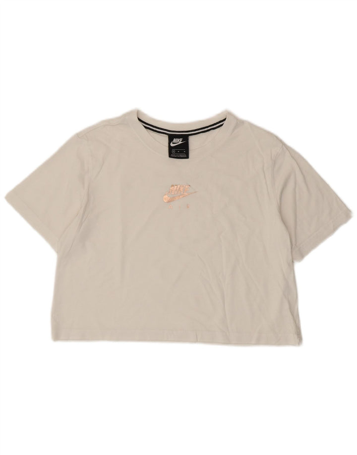 Nike T-shirt court graphique pour femme UK 14 Blanc moyen