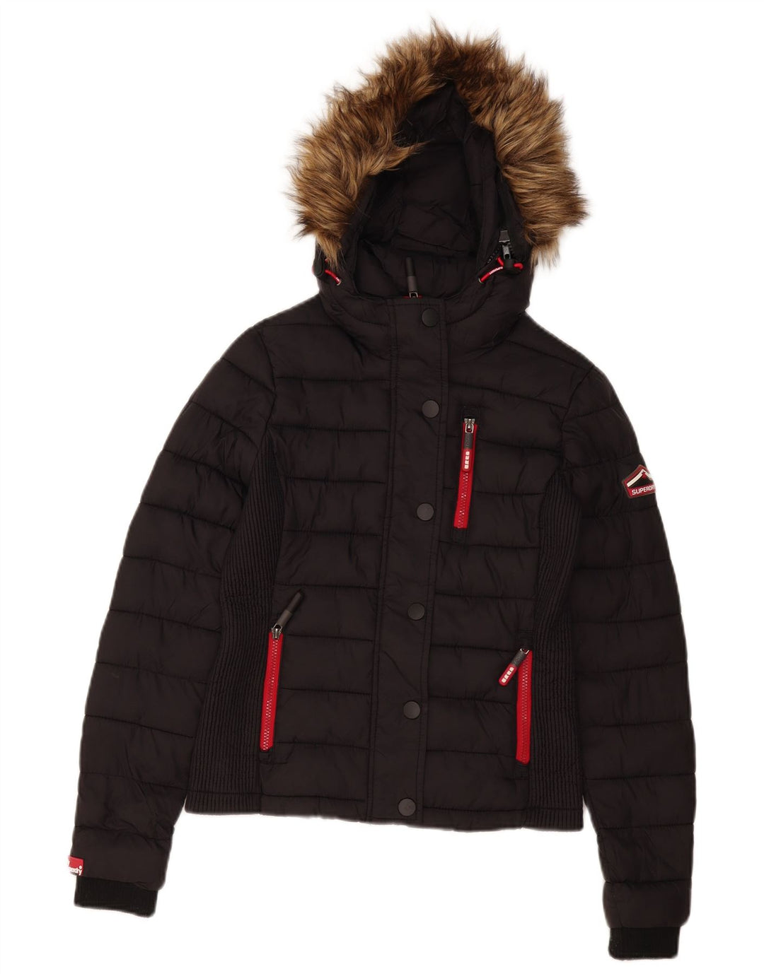 Superdry Veste matelassée à capuche pour femme UK 10 Small Noir Polyester