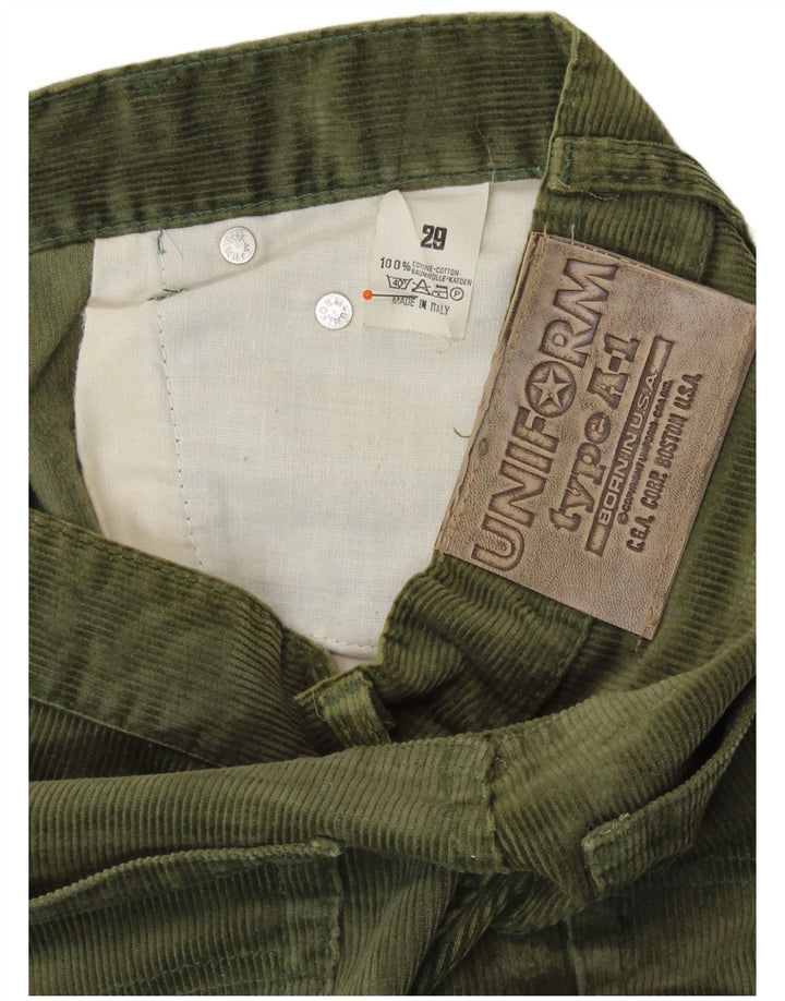 UNIFORM Pantalon Droit Femme Velours Côtelé W29 L28 Coton Kaki