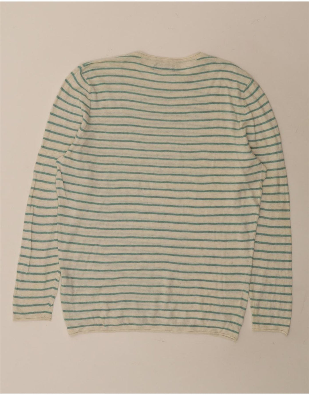 Zara Pull à col rond en coton rayé vert moyen pour homme