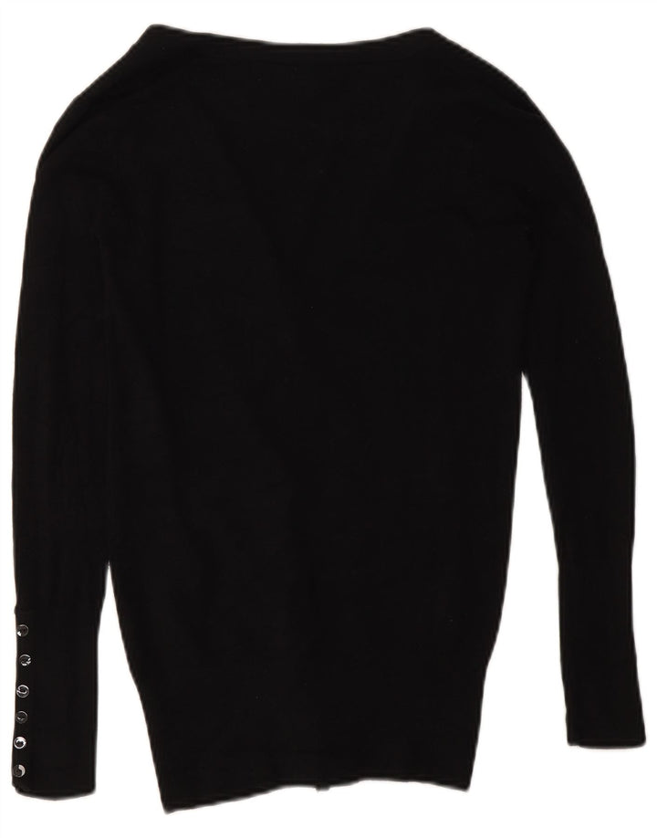 Zara Womens Cardigan Sweater UK 10 Petite Rayonne Noire
