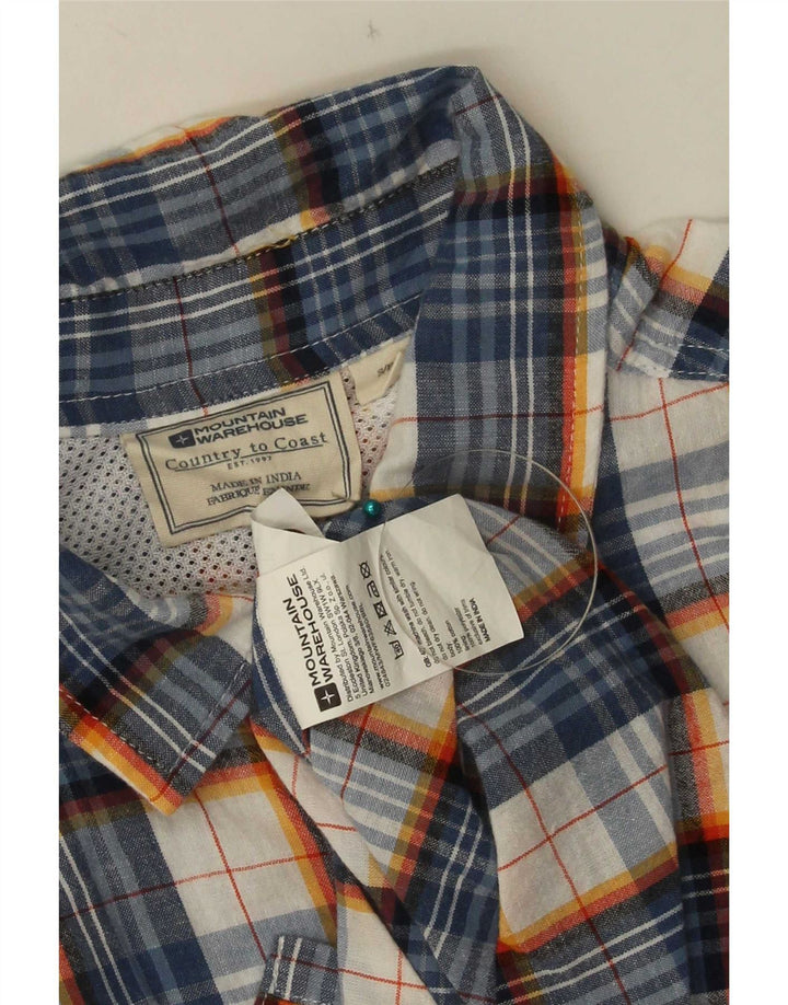 Mountain Warehouse Chemise à manches courtes pour homme en polyester à petits carreaux bleus