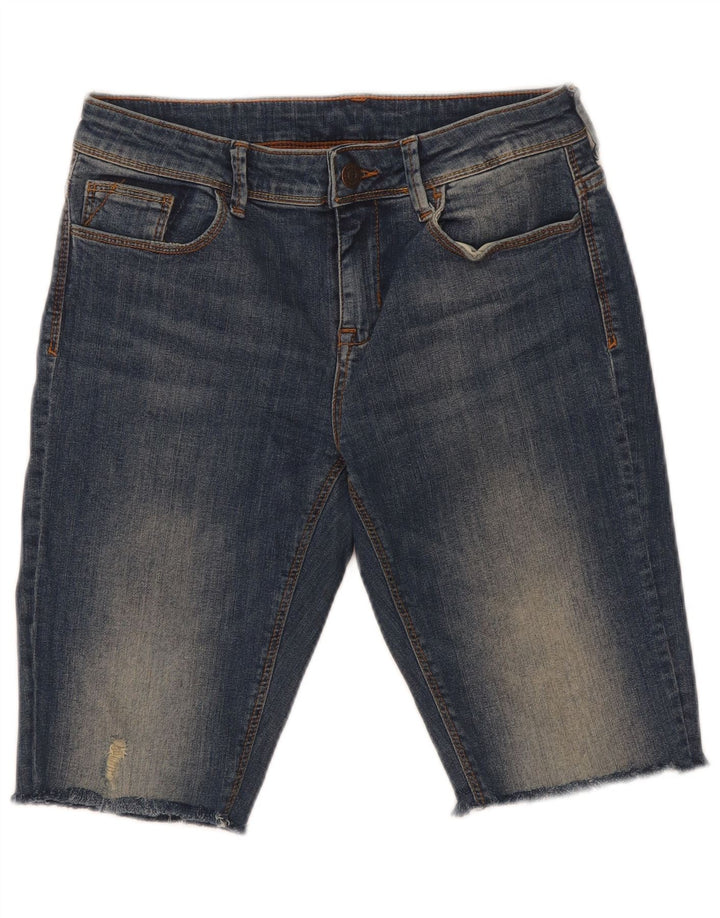 Zara Short en jean vieilli pour femme EU 38 Small W28 Bleu