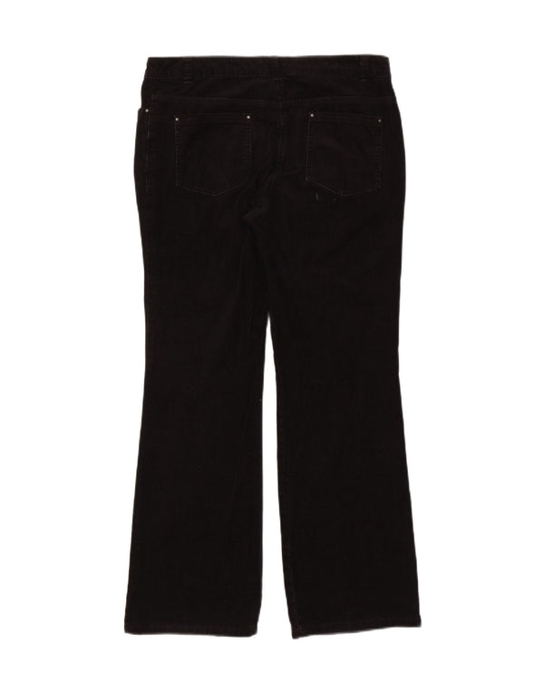 Marks & Spencer Pantalon taille haute en velours côtelé pour femme UK 14 Large W32 L29 Bla