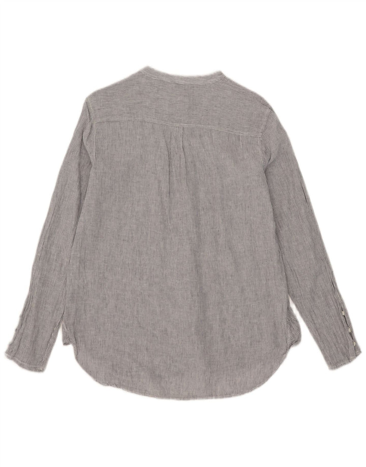 Dack's Chemise femme UK 12 Lin bleu moyen à fines rayures