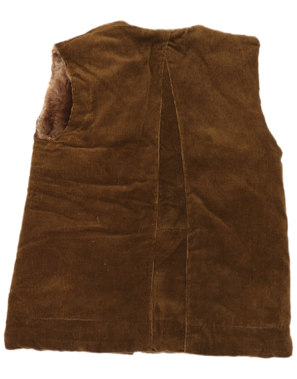 vintage Mens Sherpa Corduroy Gilet UK 38 Moyen Kaki