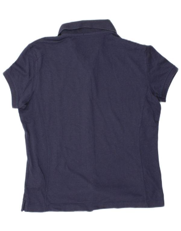 Champion Womens Easy Fit Short Sleeve Shirt UK 14 Medium Navy Blue Cotton