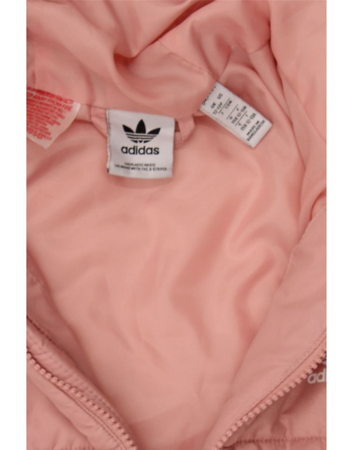 ADIDAS Girls Hooded Padded Jacket 12-13 Years Pink Polyester Vintage Adidas and Second-Hand Adidas from Messina Hembry 