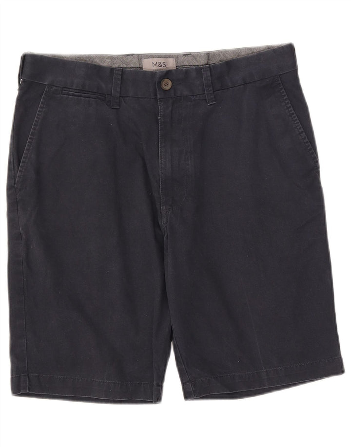 Marks & Spencer Short Chino Homme W32 Bleu Marine Moyen Coton