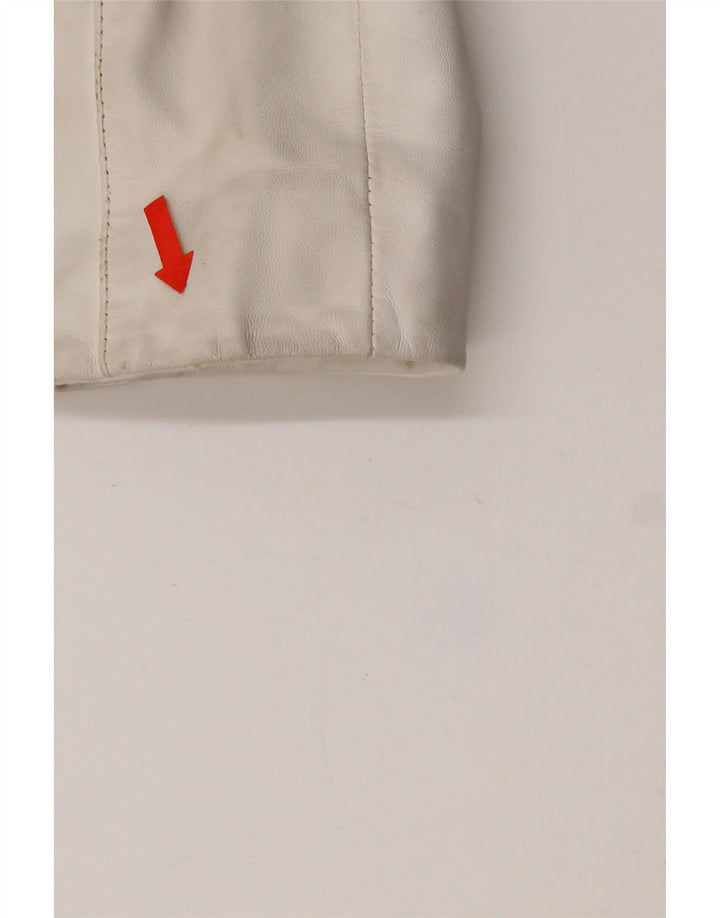 Conbipel Blouson Motard En Cuir Femme IT 42 Cuir Blanc Moyen