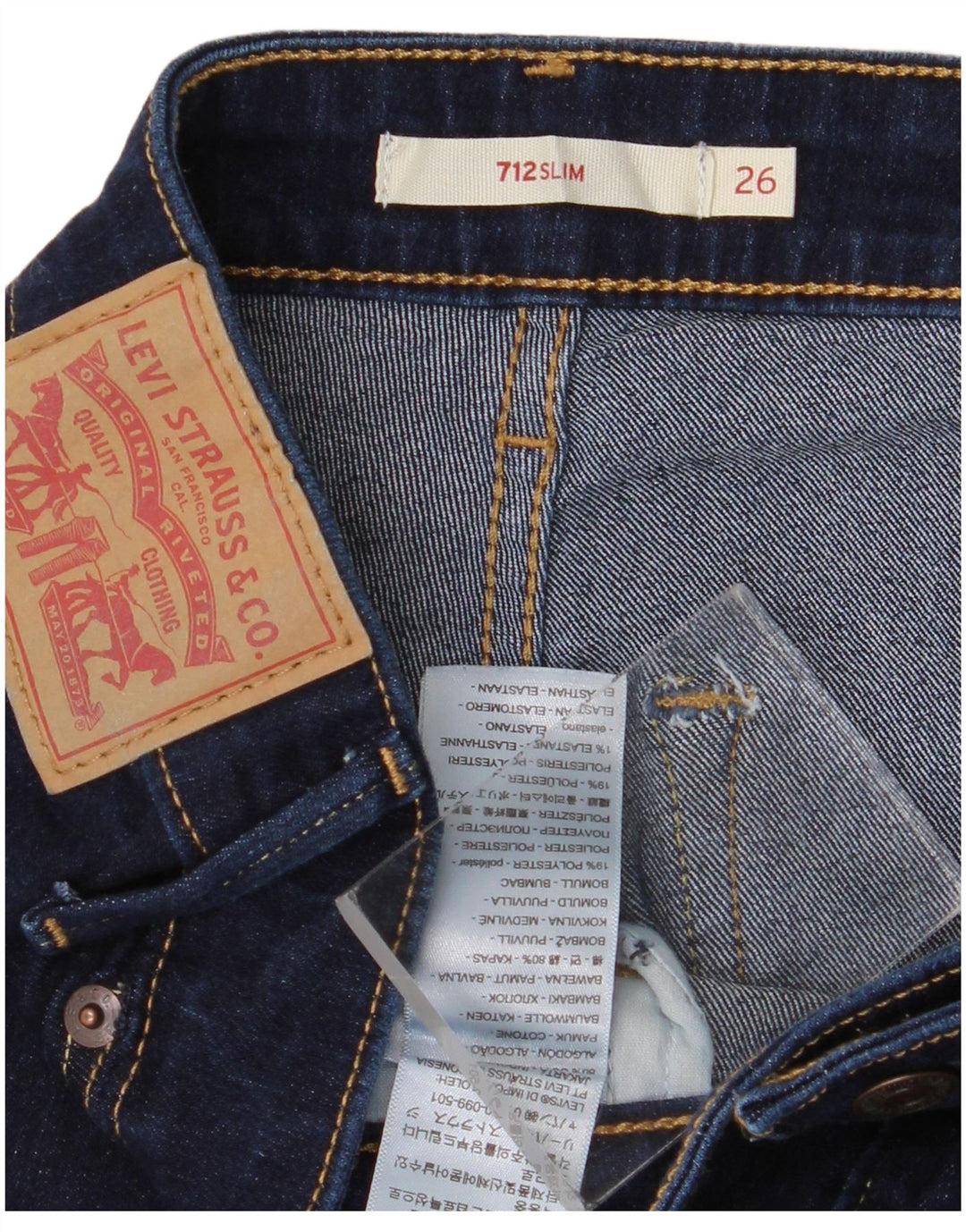 Levi's Jean Slim 712 Femme W26 L28 Bleu Marine Coton
