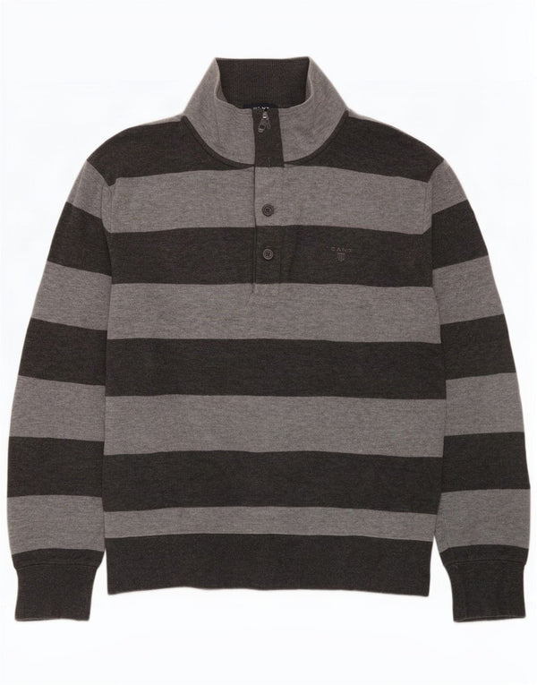 Gant Pull col boutonné homme XL gris rayé coton