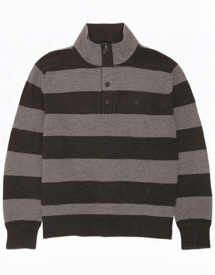 Gant Pull col boutonné homme XL gris rayé coton