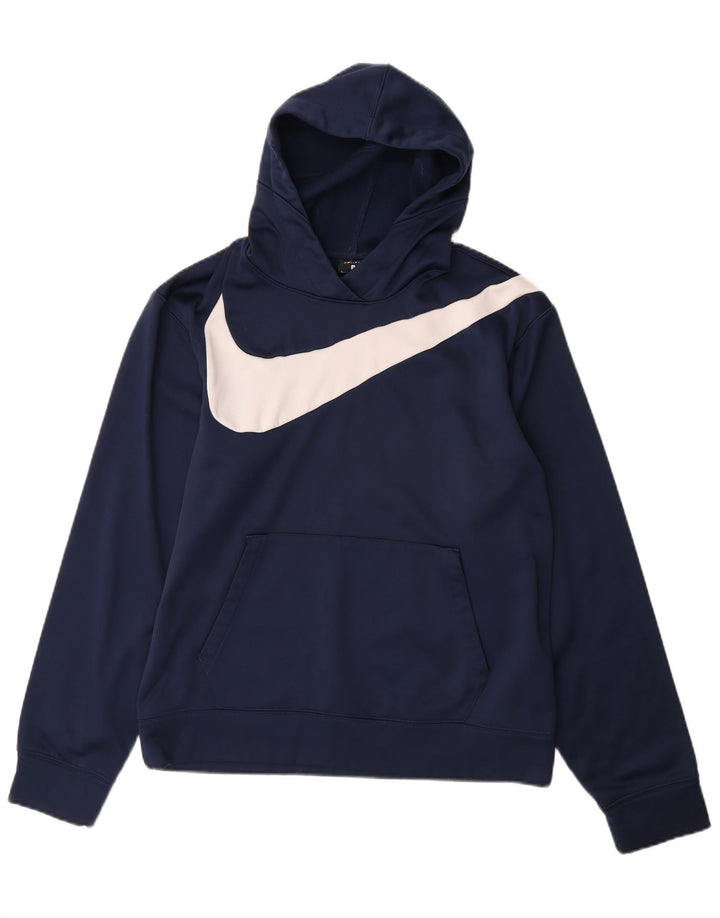 NIKE Pull à capuche graphique Dri Fit pour homme, petit, bleu marine, polyester