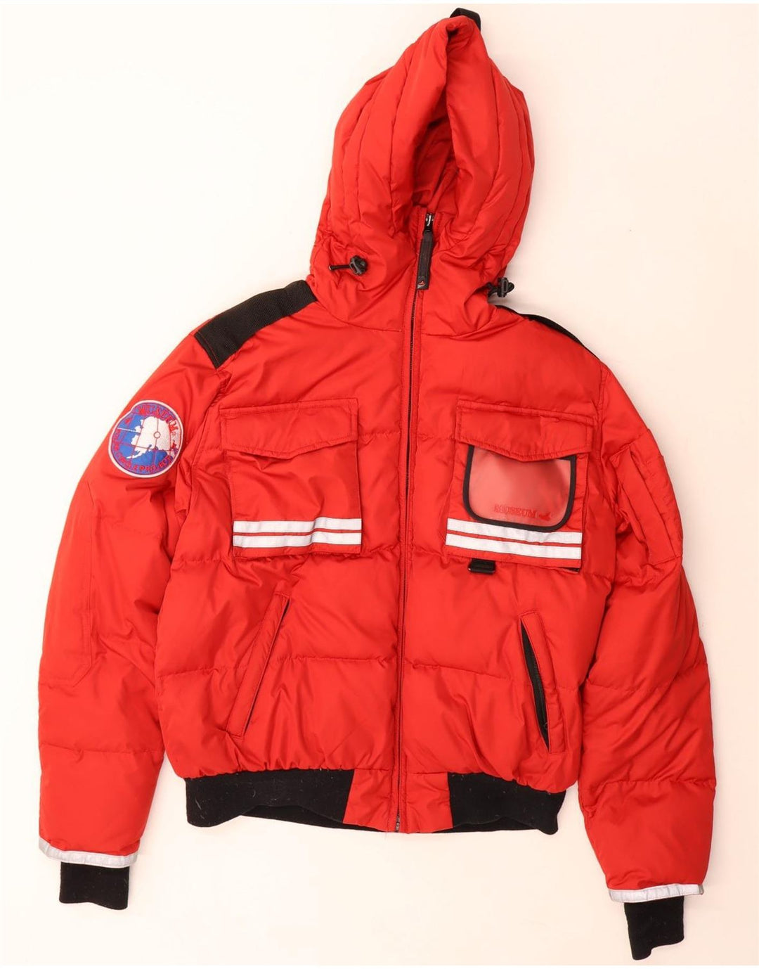 Museum Veste matelassée à capuche pour homme UK 38 Rouge moyen Polyester colour block