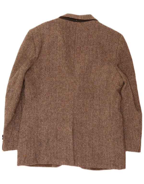 Harris Tweed Veste blazer à 2 boutons pour homme UK 42 XL en laine à chevrons marron