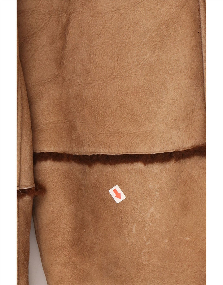 manteau en peau de mouton vintage femme UK 16 Grand Beige