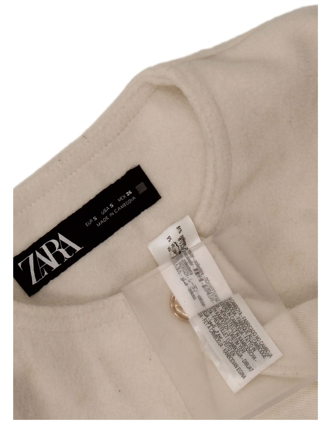 Zara Veste blazer courte à 4 boutons pour femme UK 10 Petit polyester blanc