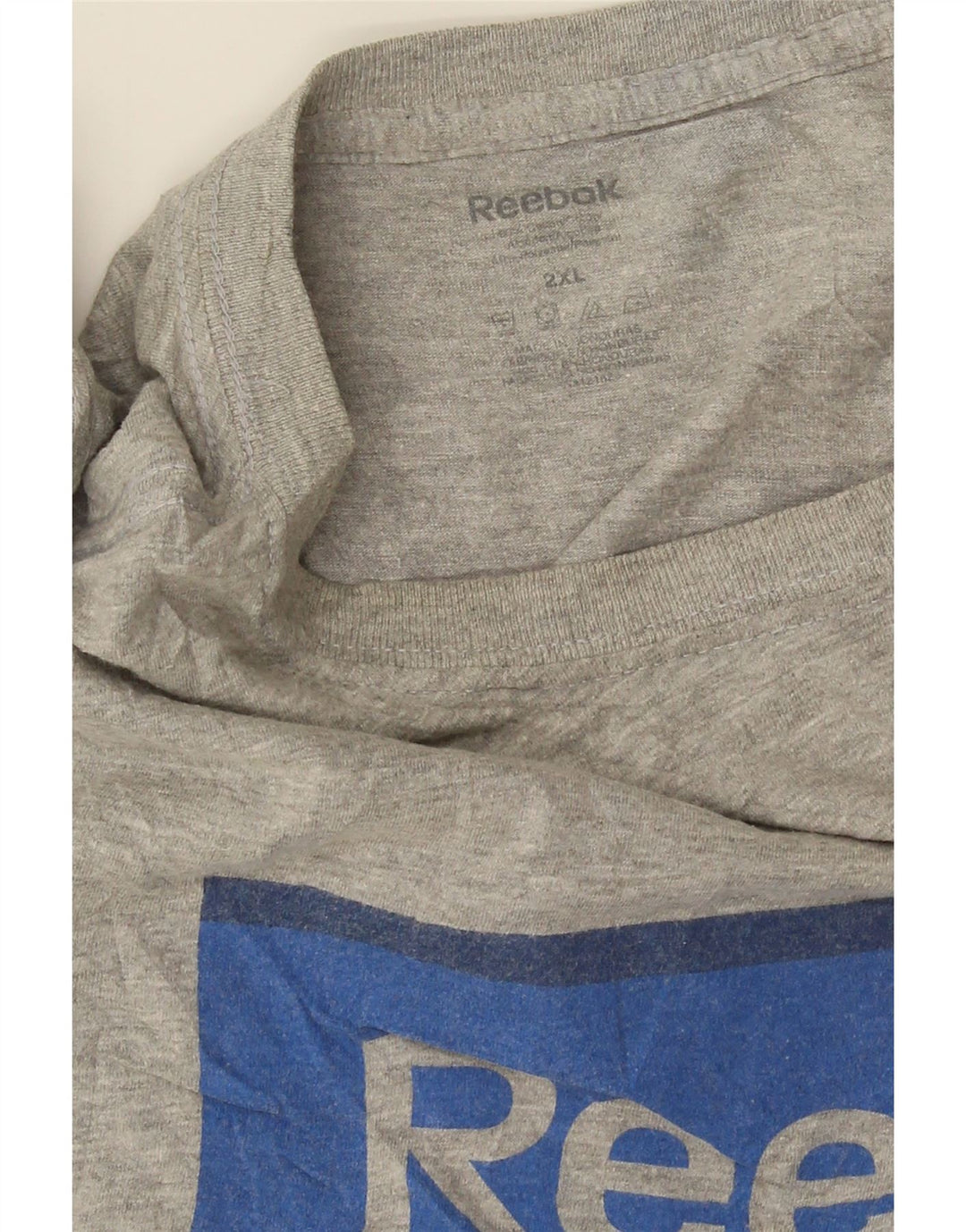 REEBOK T-Shirt Graphique Homme Top 2XL Gris Moucheté