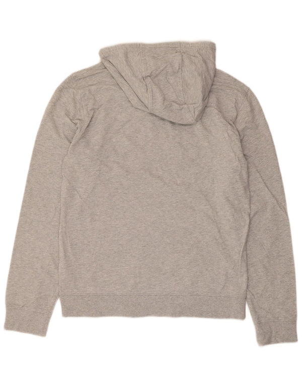 Emporio Armani Pull à capuche graphique pour femme UK 16 Grand coton gris