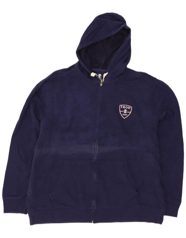 IZOD Pull à capuche zippé pour homme en coton bleu marine Taille L