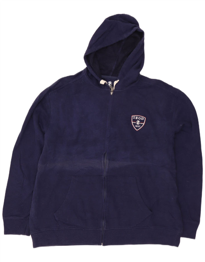 IZOD Pull à capuche zippé pour homme en coton bleu marine Taille L