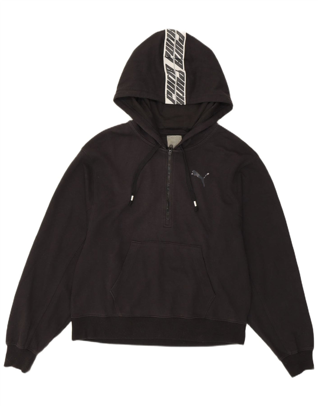 PUMA Pull à capuche graphique pour femme UK 16 Large Noir Coton