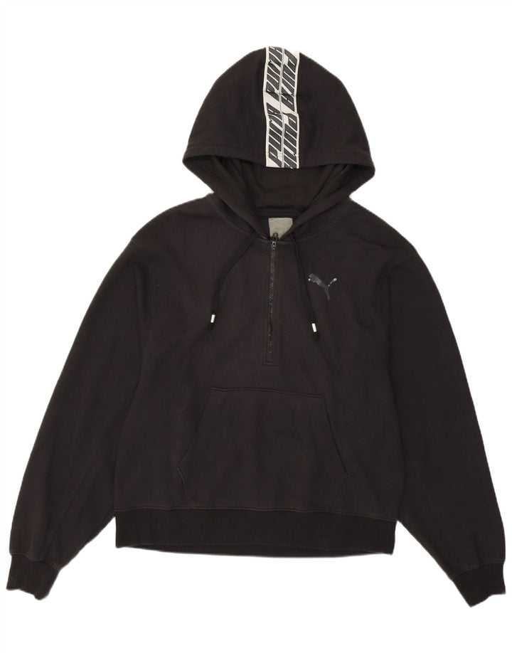 PUMA Pull à capuche graphique pour femme UK 16 Large Noir Coton