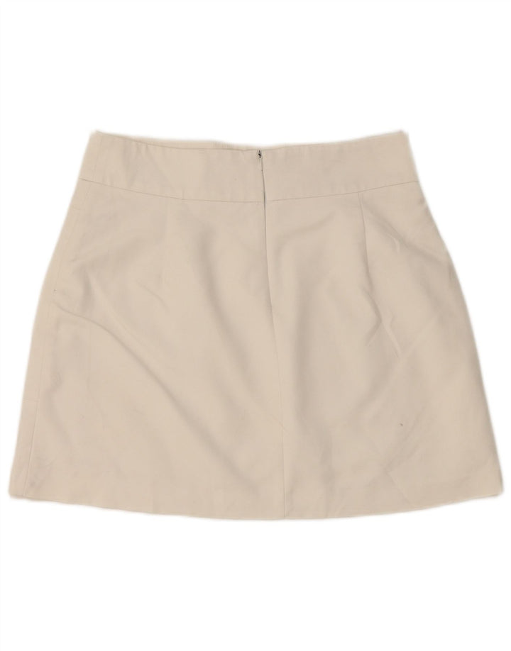Zara Femme Mini Jupe Moyenne W28 Coton Blanc