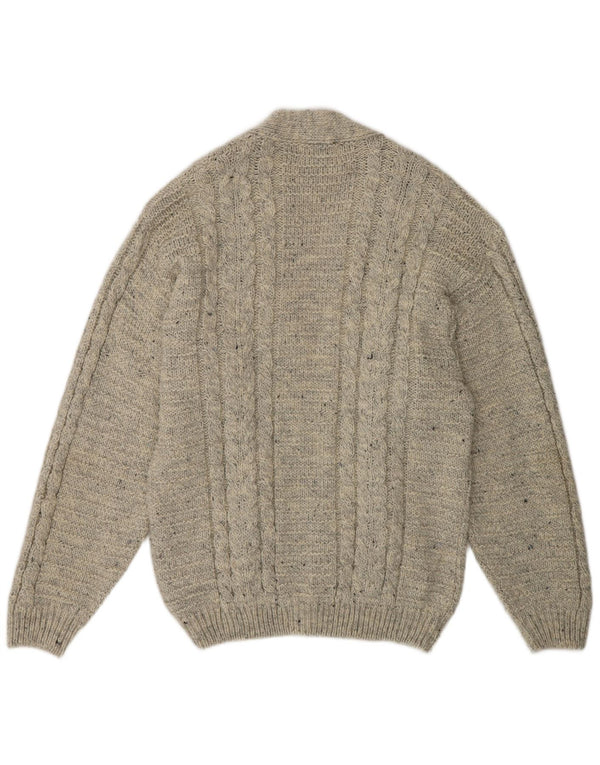 Distler Cardigan Homme Pull Large Gris Moucheté Laine