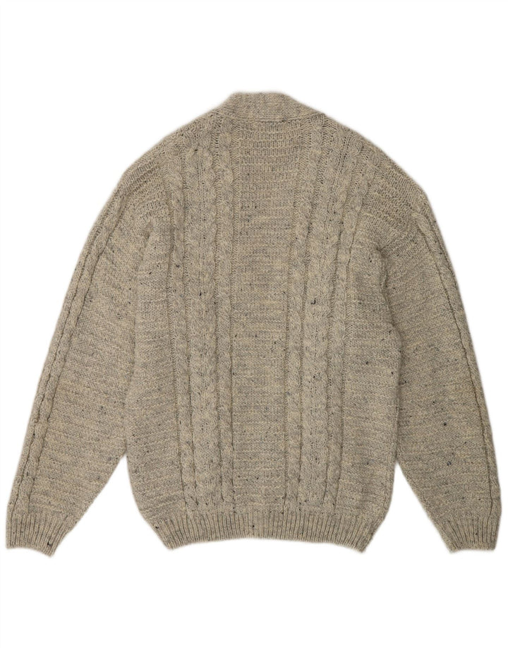 Distler Cardigan Homme Pull Large Gris Moucheté Laine