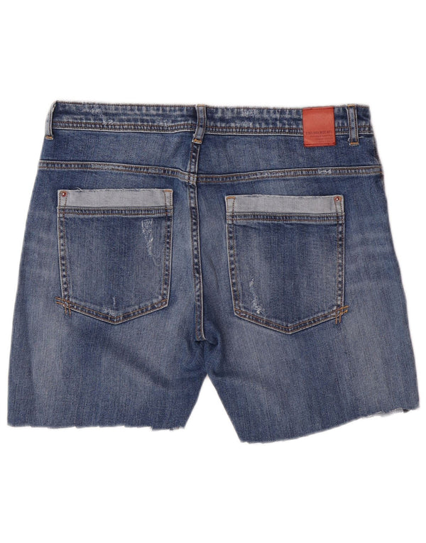 Zara Short en jean pour femme EU 40 Medium W30 Bleu Floral
