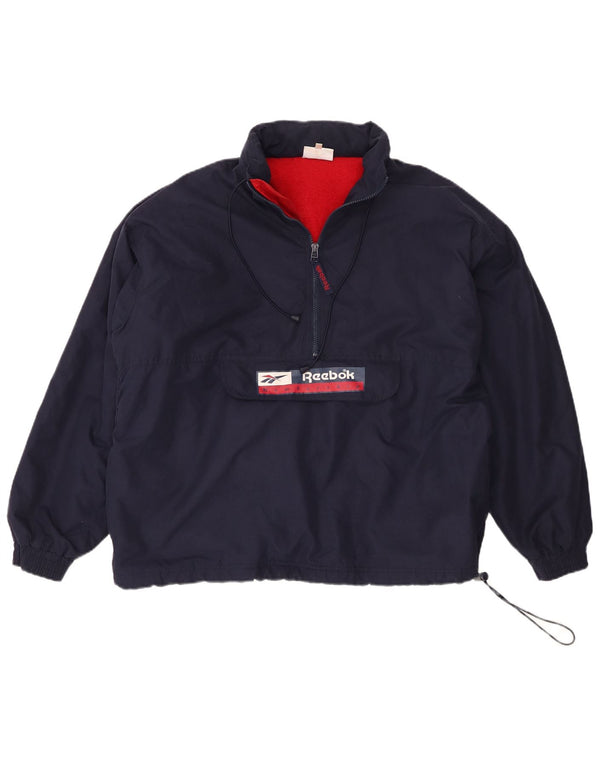 Reebok Veste anorak graphique à capuche surdimensionnée pour hommes UK 36 Small Bleu marine