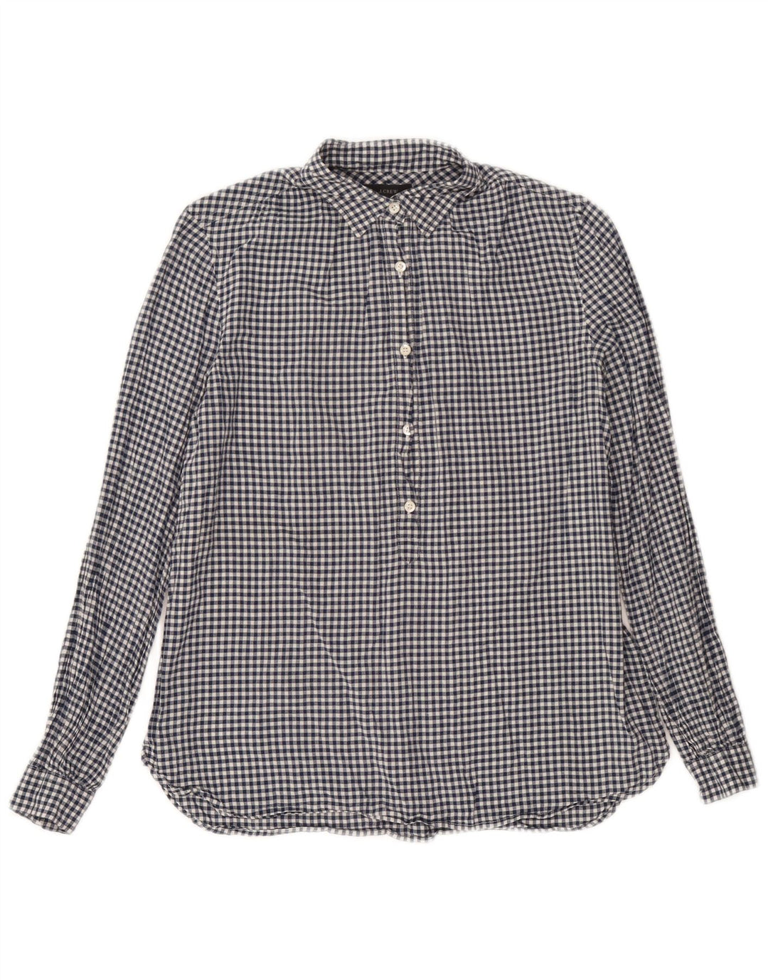 J. Crew Chemise pull pour femme UK 14 Coton vichy bleu marine moyen