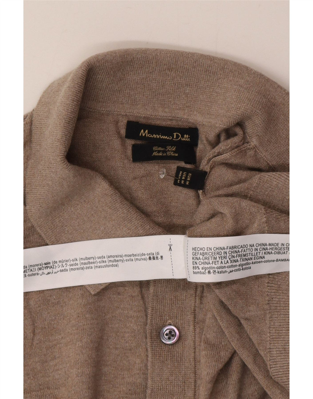 Massimo Dutti Pull Col Polo Homme Beige Moyen Coton
