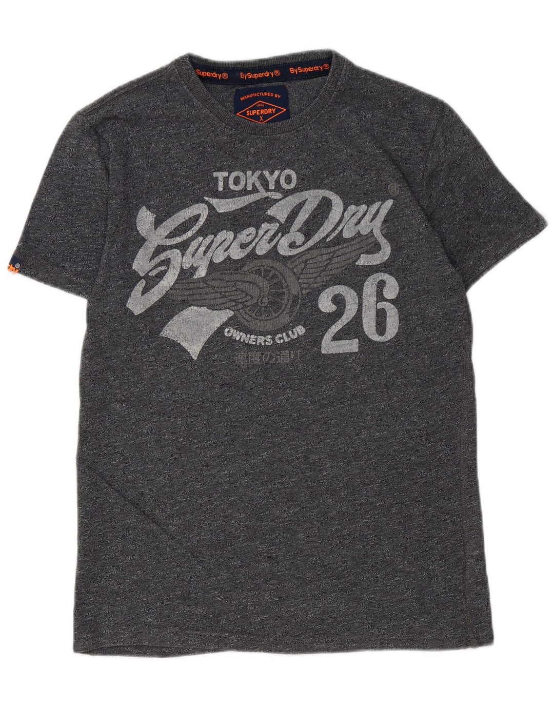 Superdry T-Shirt Graphique Homme Gris Moyen Moucheté Coton