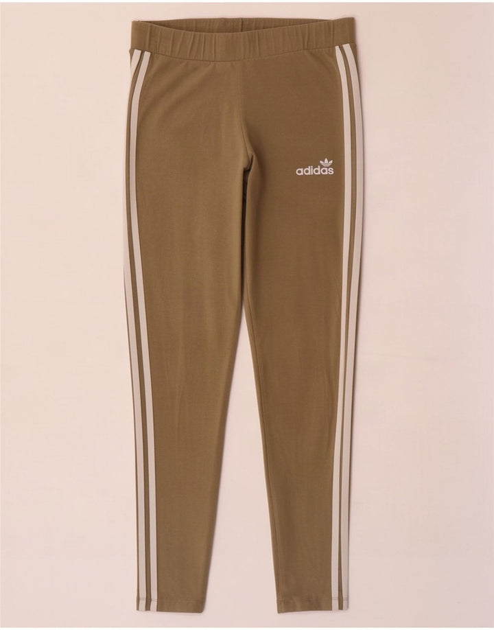 Adidas Leggings Femme UK 14 Coton Kaki Moyen