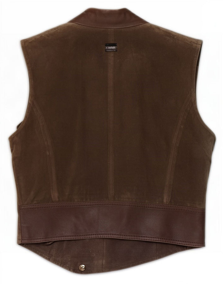 Diesel Gilet en daim pour femme UK 10 Petit cuir marron